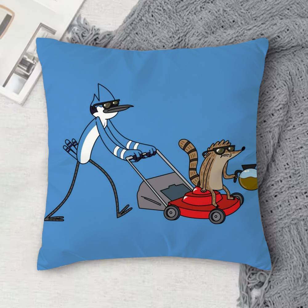 RRegular Show Doublesided Printed Square Decorative Cushion Cover for Sofa Living Room Home Decor