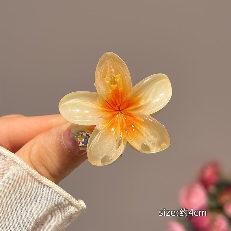 Colorful Butterfly Hair Clip for Women Sweet Flower Frangipani Hair Claw Clips Acetic Acid Hair Accessories Ponytail