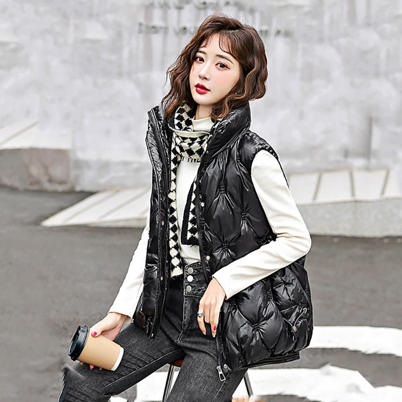 Осень-зима, однотонная утепленная верхняя одежда с хлопковой подкладкой, воротник-стойка, теплая куртка без рукавов, пальто, жилет для женщин