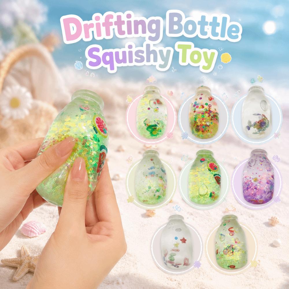 Creative Drifting Bottle Squishy Toy Sequins Water Bottle Squeeze Toy Office Desk Toy