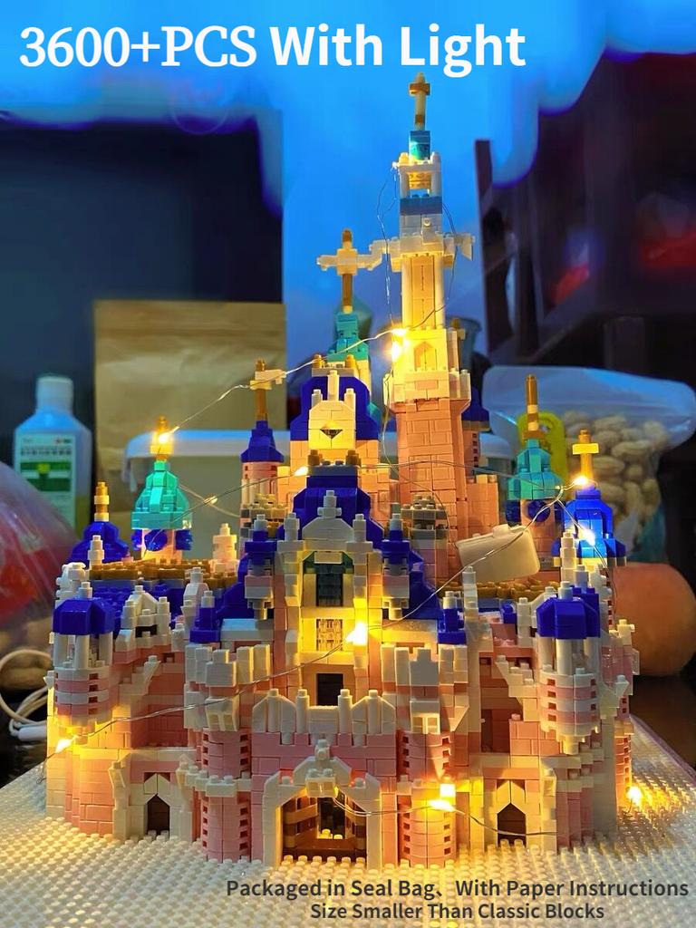 3600 + шт. фэнтезийный замок, строительные кирпичи, розовая серия, замок, церковные блоки, игрушки высокой сложности для взрослых, подарок на день рождения для детей и девочек