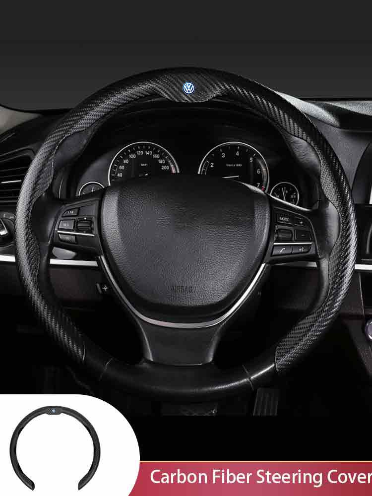Car Leather/Carbon Fiber Pattern U-shaped Steering Wheel Cover For VW Scirocco Jetta Beetle Golf Passat Polo Tiguan Sharan iuj80