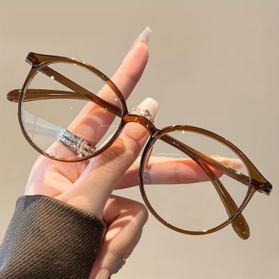 Женские ультралегкие комфортные круглые очки без рецепта, декоративные прозрачные линзы с защитой от синего света для офиса и студенческого образа жизни