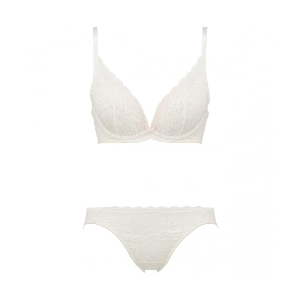 BY Dream Bra Deep V Bra Shorts Set Daisy Lace M015 D75M Size [AMOSTYLE Triumph] & (White)