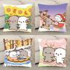 Cute Peach Mochi Cat Pillow Case Elegant Couple Home Living Room Bedroom Decorative Rectangle Pillowcase Sofa Cushion Cover