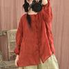 Женские винтажные рубашки рами, топы с круглым вырезом и длинным рукавом, весенние однотонные женские рубашки на пуговицах, блузки