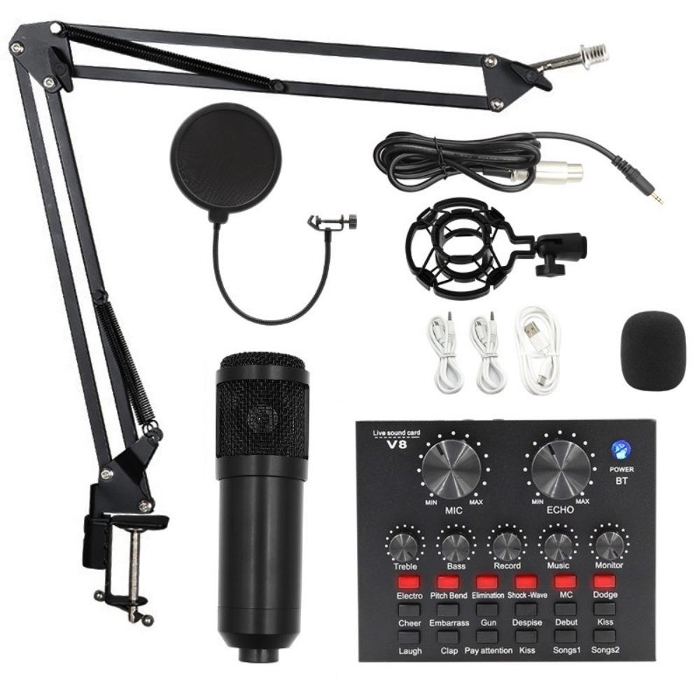 BM800 Audio Mixer Computer Sound Card Live Podcast Equipment Bundle Streaming Audio Smartphone