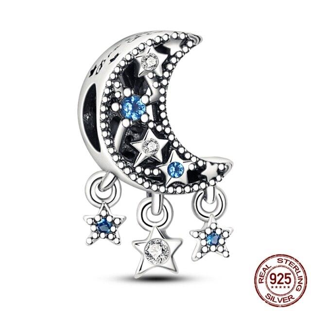 Star Collection 925 Silver Dangle Charms Stud Earring Rings Clip Charm Necklace Safty Chain Fit Original Bracelet DIY