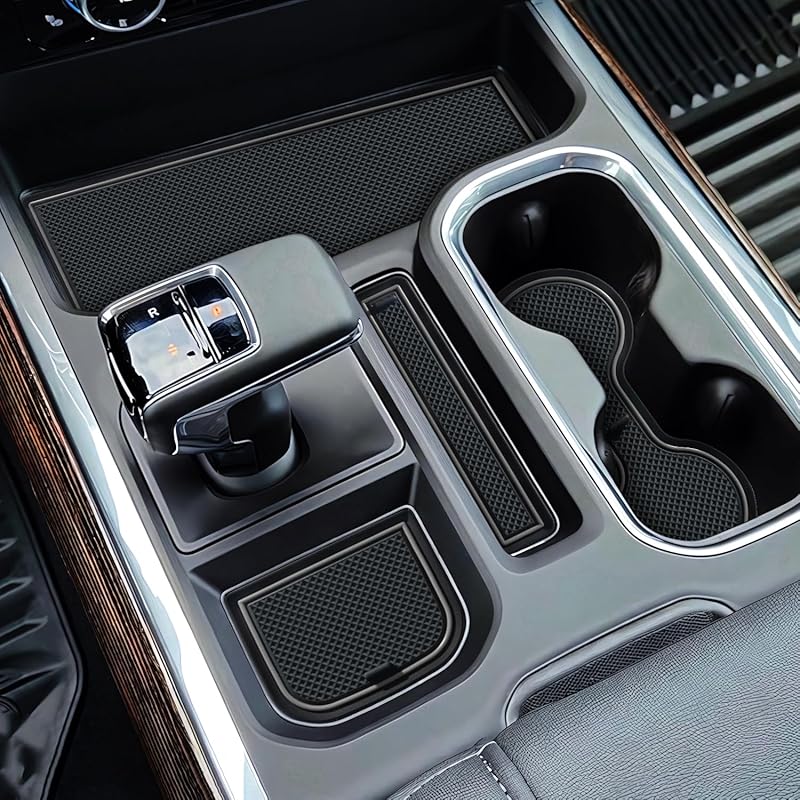 7Pcs Center Console Liners For 2024 2025 2026 Chevy Silverado/GMC Sierra 1500 & Refreshed 1500 Models, Premium Non-Slip Cup Holder Mats, Full