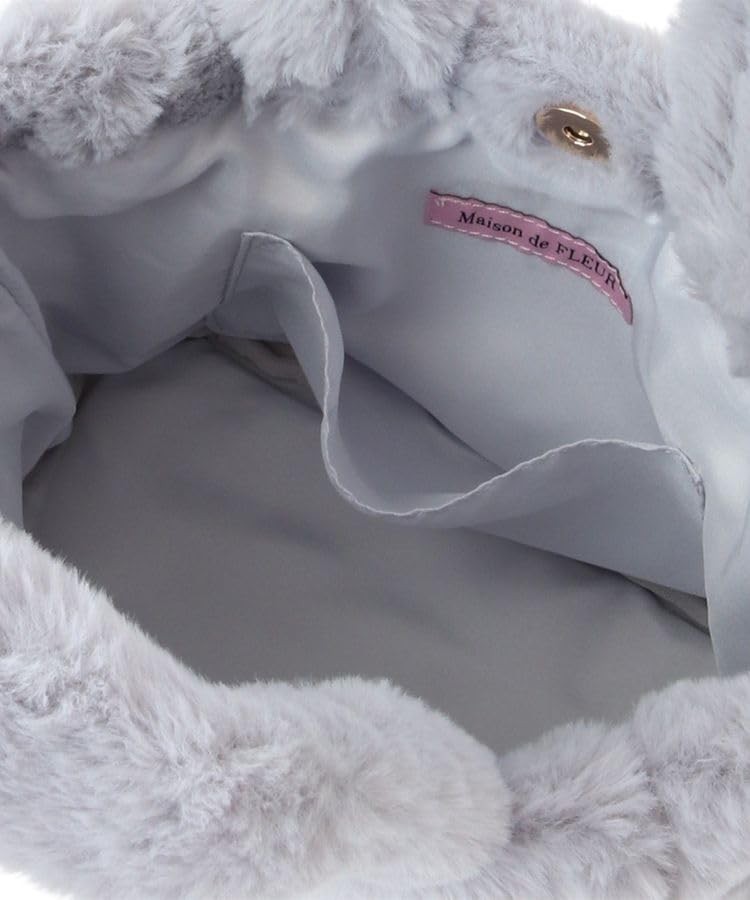 De Apparel EC Exclusive Fur Tote Bag for Grayish Blue [Maison Fleur] 2-way Women,