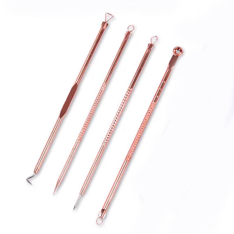 Набор для удаления черных точек и прыщей из 4 предметов, цвет Rose Gold