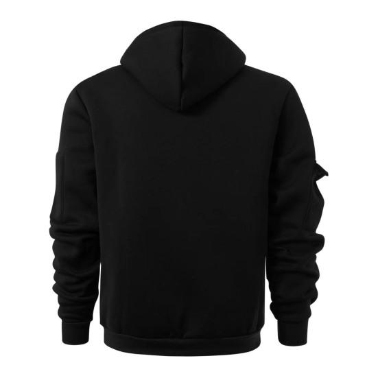 Мужское пальто с капюшоном и длинными рукавами, толстовка с капюшоном, однотонная, с несколькими карманами, плюшевая подкладка, толстая, теплая