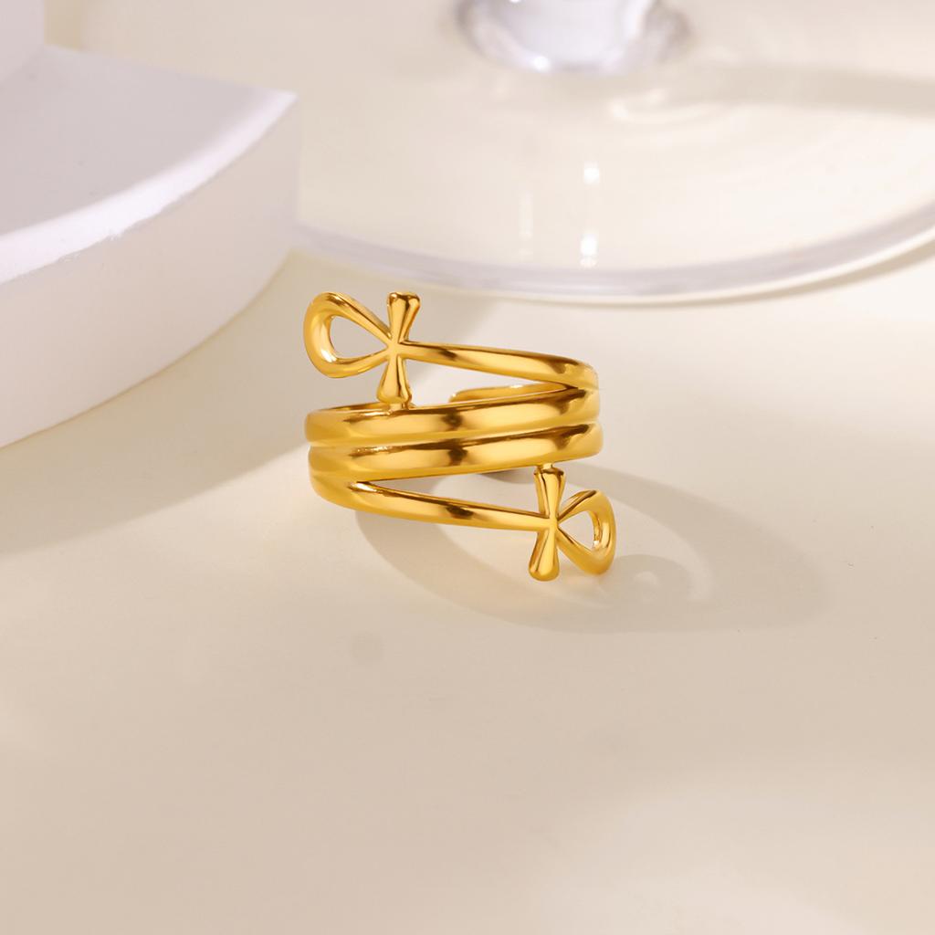 Новое двухслойное кольцо с крестом, парное кольцо для мужчин и женщин, двухслойное k-кольцо.