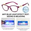 Women Anti-Blue Light Square Reading Glasses Presbyopia Eyeglasses Prescription Spectacles Hyperopia Eyewear