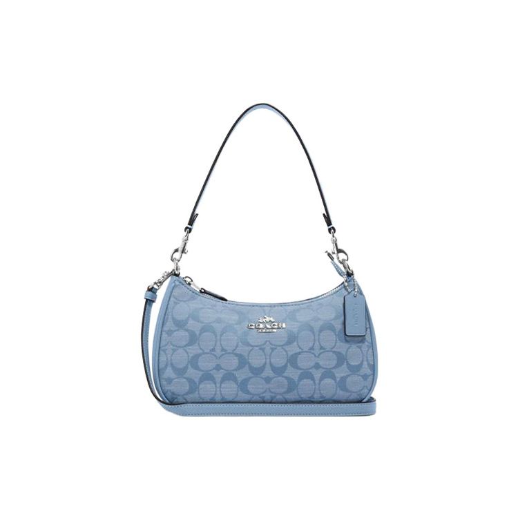 Coach Сумка-тоут Teri 25 Classic с монограммой, жаккардовая, на молнии, женская, цвет васильково-синий, разноцветная, CH139-SVM6A