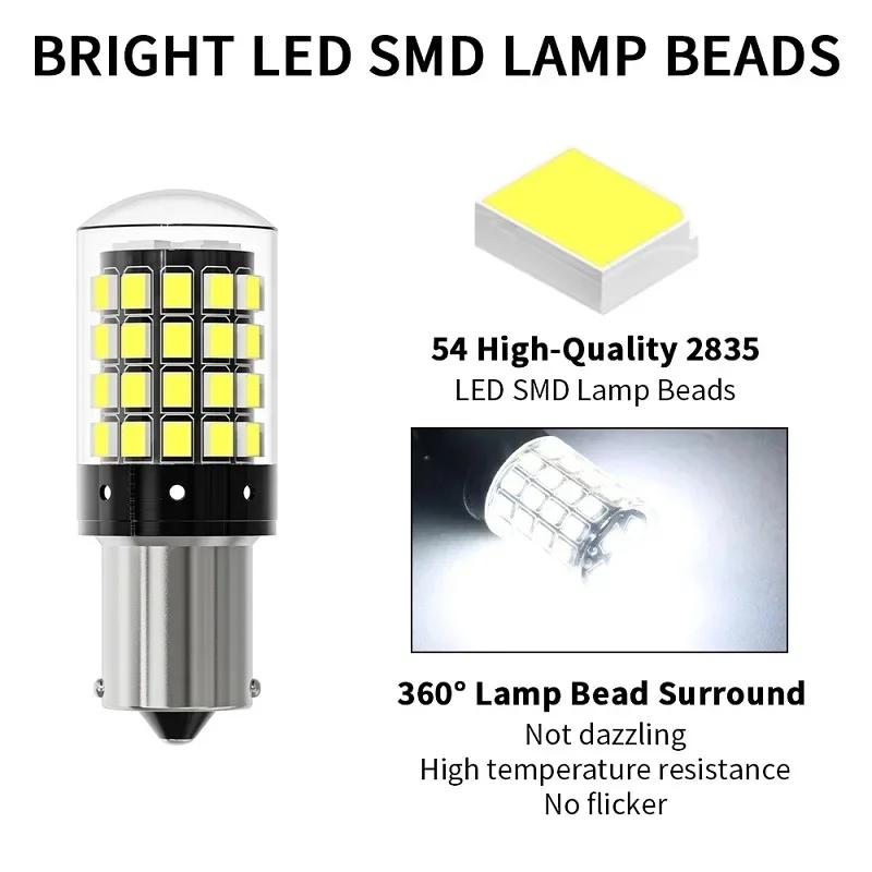 2 шт. 1156 BA15S P21W BAU15S PY21W 7440 W21W P21/5W 1157 BAY15D 7443 Белые светодиодные лампы 54smd CanBus Лампа Задний ход Указатель поворота