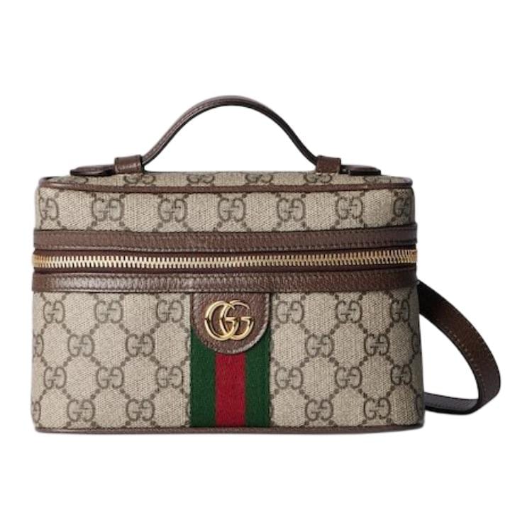 GUCCI Ophidia Canvas With Leather Shoulder Bag, Crossbody Bag, Handbag Extra Mini Women's Beige & Dark Brown 816357-96IWG-8745