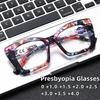 New Large Frame Anti Blue Light Presbyopia Glasses Fashion Patterned Spring Leg Versatile Glasses Ultra Light Unisex Eyewear