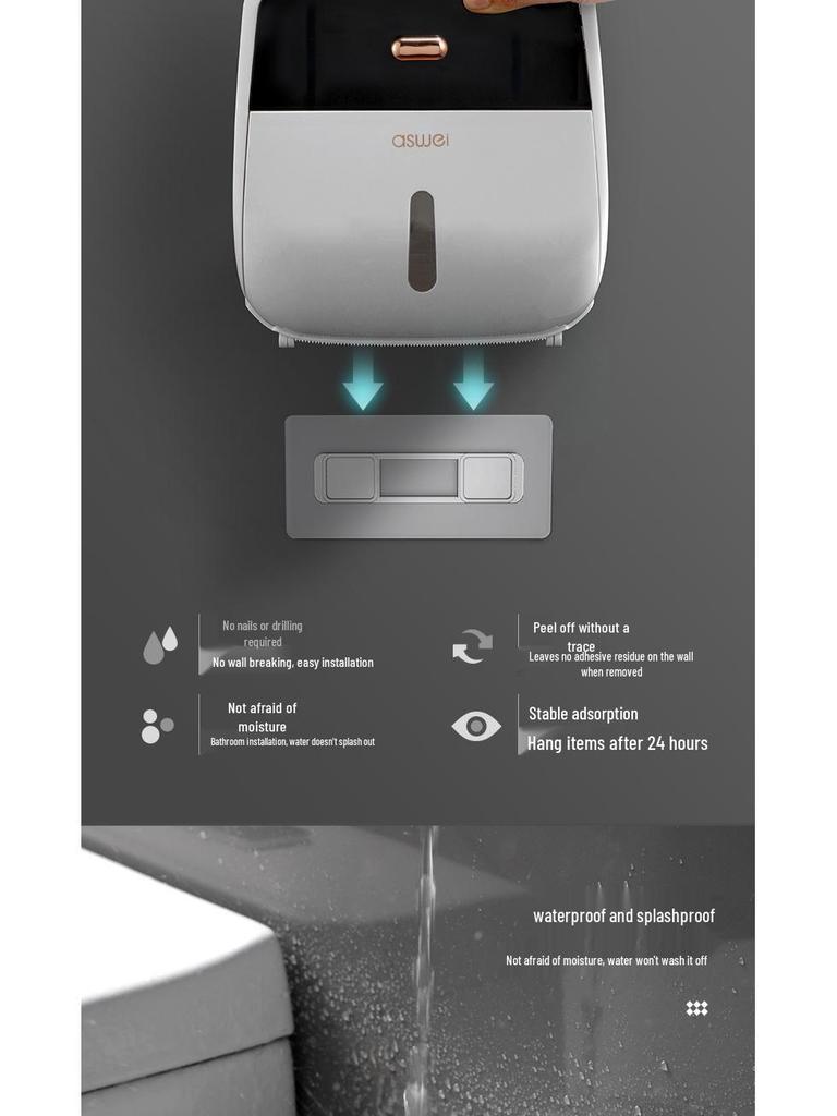 Водонепроницаемый настенный держатель для салфеток и туалетной бумаги без сверления с двухслойным хранением