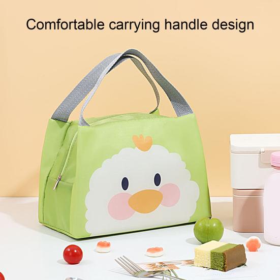 Lunch Bag High Capacity Waterproof Insulated Cartoon Pattern Smooth Zipper Keeping Warm Cold Fine Sewing Leakproof Thermal Bento Tote for Picnic