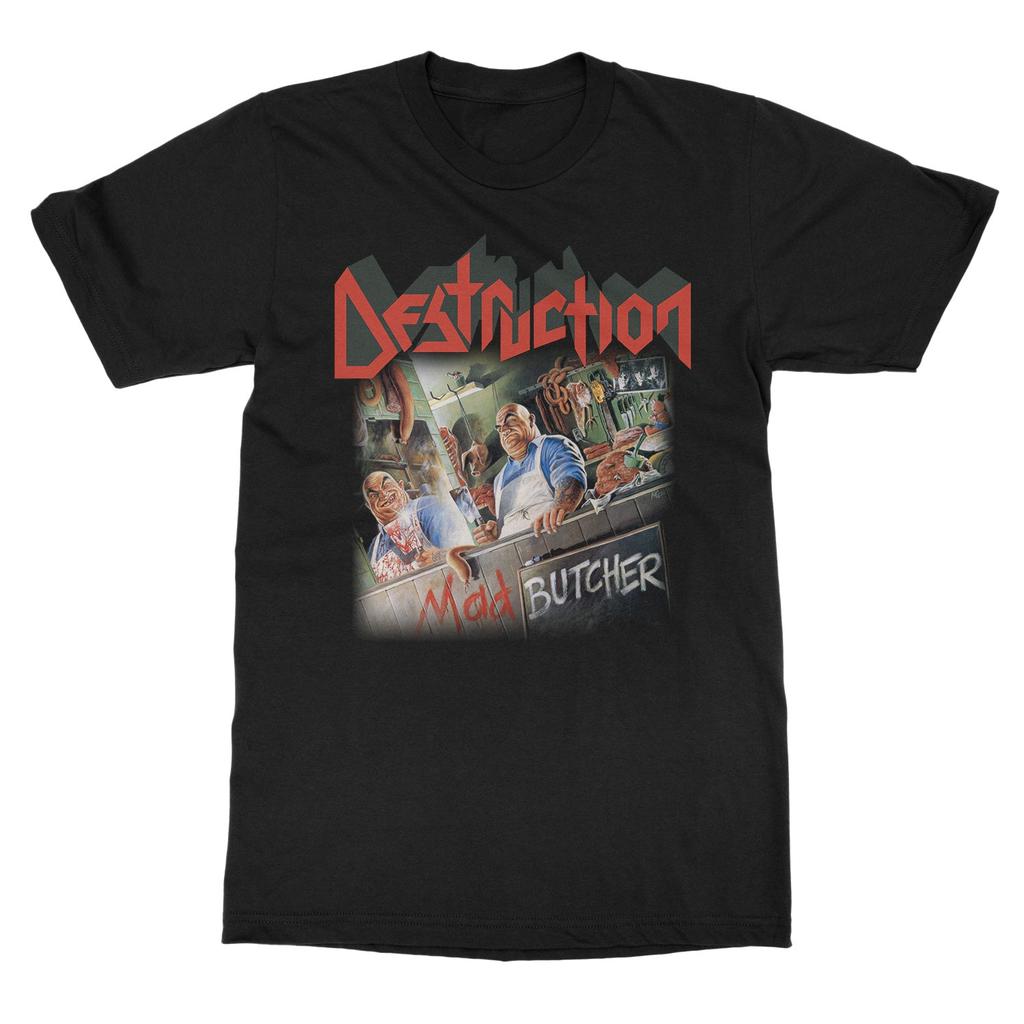 Футболка с принтом группы Destruction Mad Butcher Хлопок Графическая футболка Унисекс Женская Летняя Уличная одежда Топ