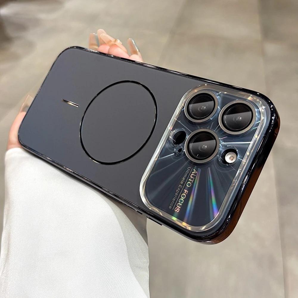 Роскошный лазерный чехол Magsafe для камеры для IPhone 17 Pro Max 16 15 14 Pro 13 12 Pro 17 Air С большим окном Матовый магнитный чехол для телефона
