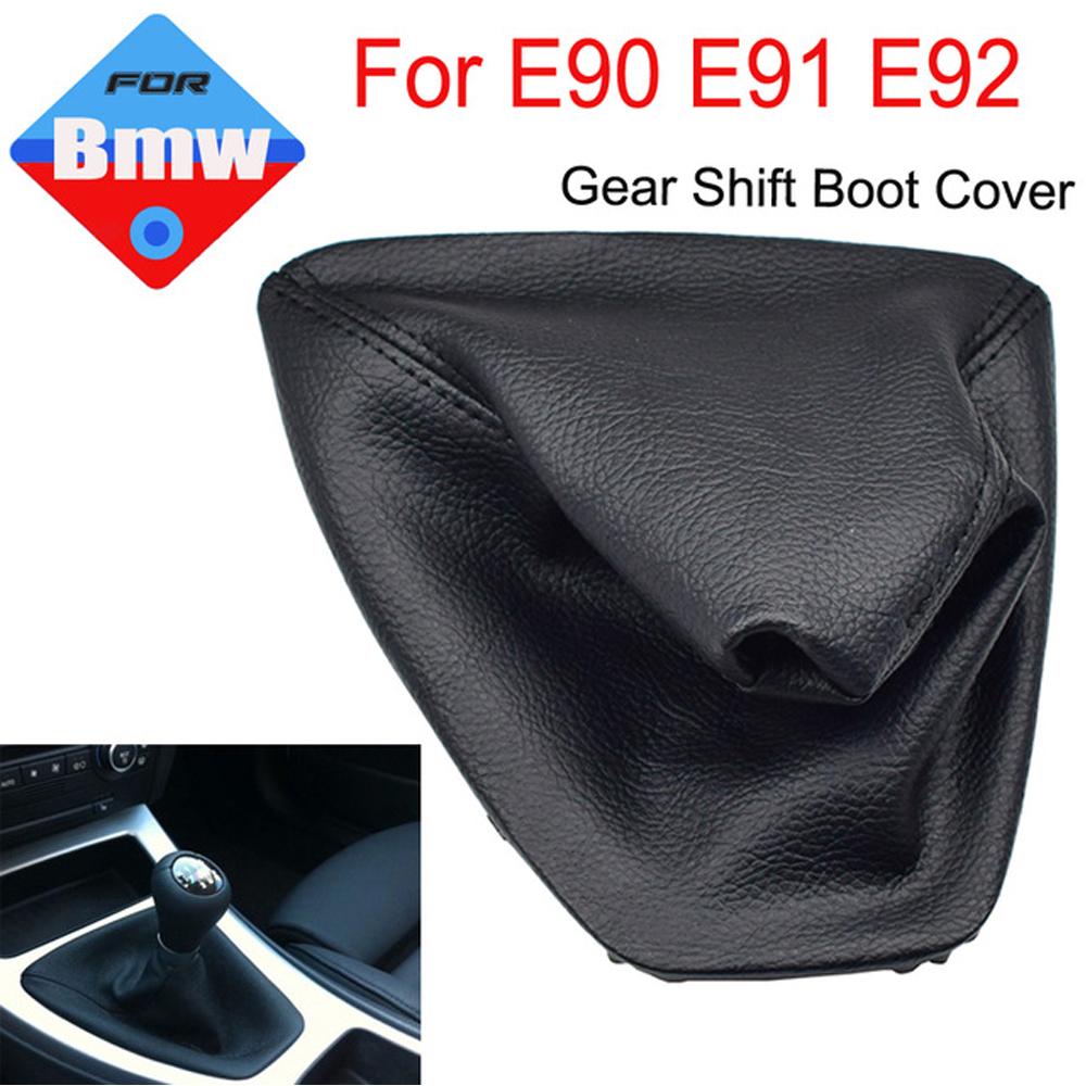 Car Gear Stick Manual Shift Boot Black Leather Boot Plastic Frame for BMW E30 E36 E39 E46 E81 E82 E87 E88 E90 E91 E92