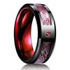 Fashion 8mm Men Stainless Steel Celtic Dragon Rings Inlay Orange Carbon Fiber Rings For Men Women Wedding Band Jewelry