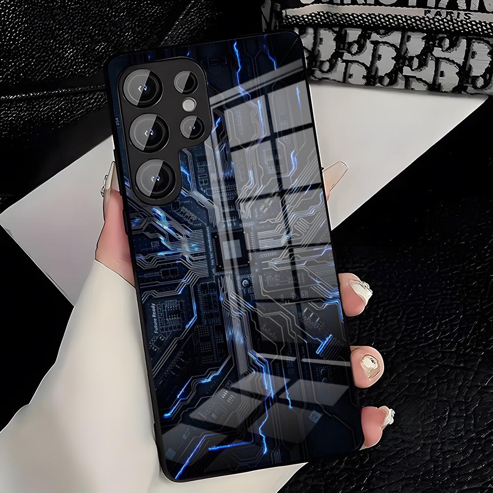 Креативный чехол для телефона с рисунком печатной платы Для Samsung S26 S25 Plus S20 S20 Plus S22 Ultra S23 FE S21 Plus S21 Ultra Стеклянная крышка