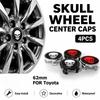 4Pcs 62mm Skull Logo Wheel Hub Centre Caps Compatible for Toyota Corolla Yaris RAV4 Camry C-HR Prius Dustproof Rim Centre Covers Car Replacement Parts