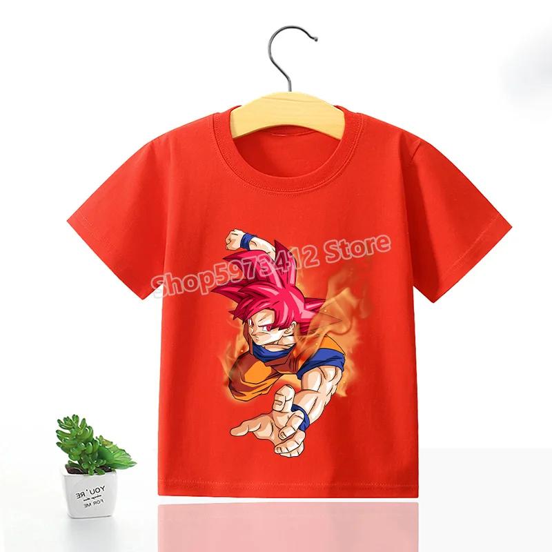 Футболка Dragon Ball Z с Гоку Мультяшные Аниме Фигурки Короткий Рукав Повседневная Детская Футболка Y2K Круглый Вырез Топ Мальчик Лето Детская Одежда Подарок