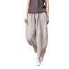Cotton Harem Casual Elastic Summer Cropped Pants [JINJUDUO] Women's Pants, Loose, Plain, Pants, Waist, (L, Gray)