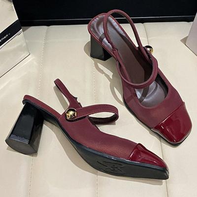 Модный дизайнер Высокие каблуки Женские сандалии Элегантная обувь на каблуке Летний квадратный носок Неглубокие массивные туфли-лодочки 2025 Модные новые Zapatillas De Mujer