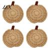 Crochet Pumpkin Cushion Handmade Coasters, Soft Polyester Coffee Mats, Heat Resistant Drink Mats Autumn Themed Farmhouse Dining Accessories