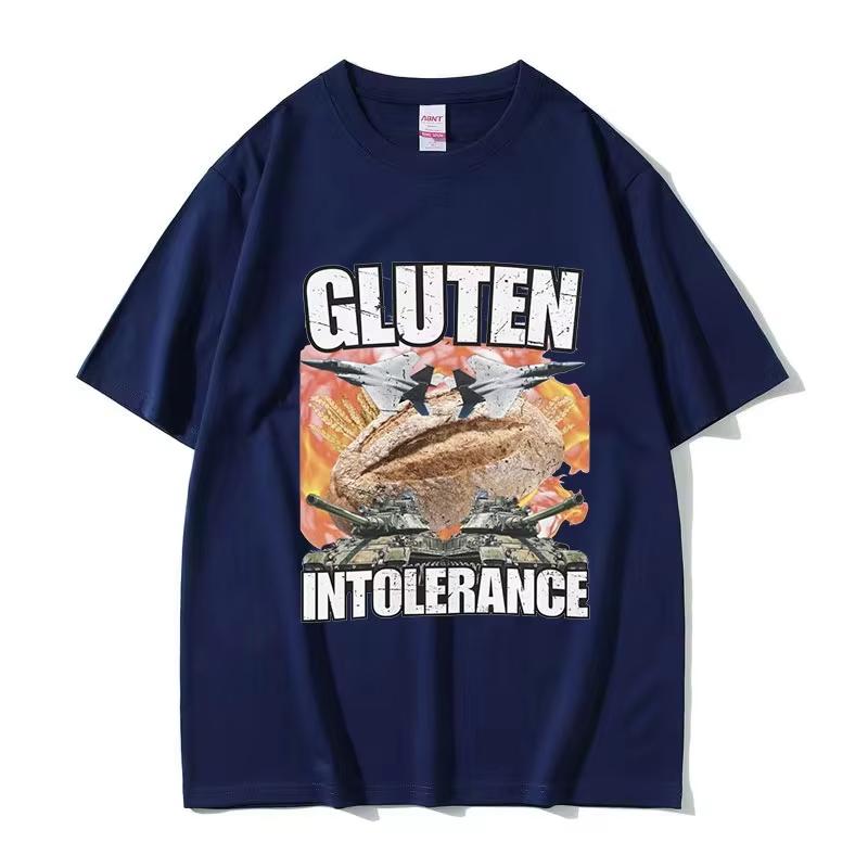 Funny Gluten Intolerance Meme Graphic T Shirt Unisexs Women Retro Fashion Short Sleeve Tshirts Harajuku Oversized Breathable Top