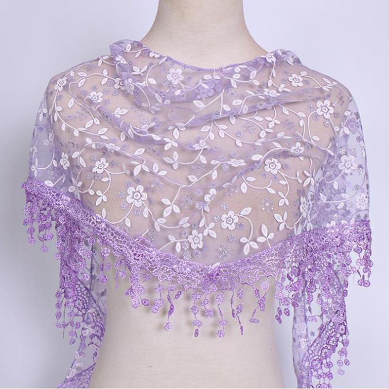1Pc Women Triangle Wrap Lady Shawl Flower Lace Scarf Shawls