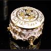 Gold Vintage Jewelry Box Round Metal Trinket Box Jewelry Storage Box  For Ring Earring Necklace