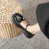Mary Jane women's shoes 2025 spring new French sweet cool style retro single shoes pearl thick heel light sole small leather shoes women