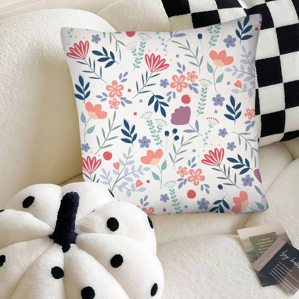Floral Pattern Pillow Case Fashion Square Pillowcase Bedroom Sofa Room Ins Decoration Leisure