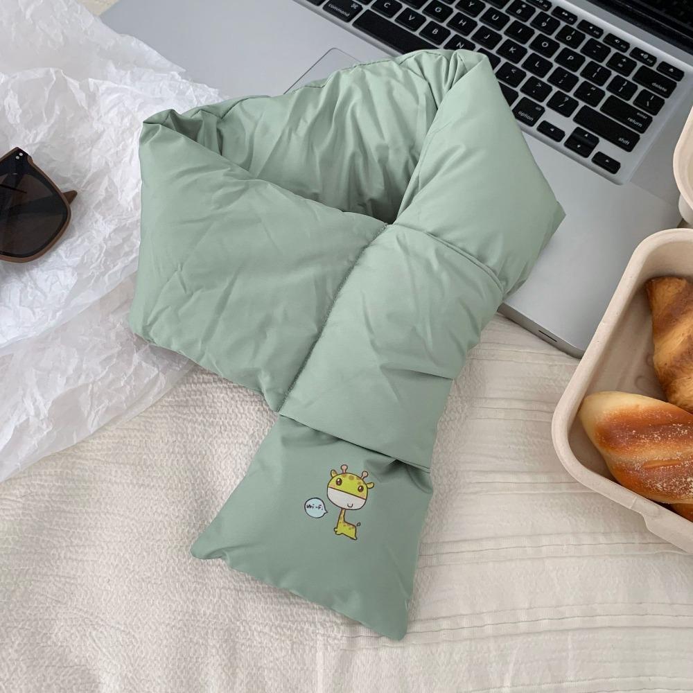 Windproof Down Cotton Scarf Solid Color Thermal Warm Scarf Fashion Winter Cross Scarf Outdoor