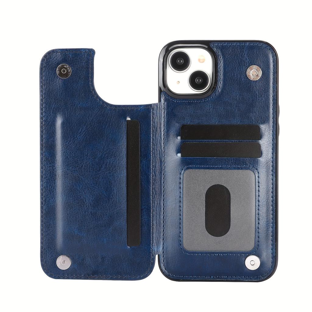 Чехол для телефона-кошелька с держателем для карт, чехол с подставкой для карт из искусственной кожи, двойной магнитной застежкой и прочным противоударным чехлом, для IPhone