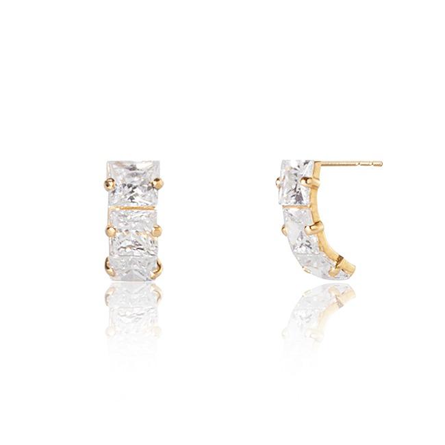 Серьги-гвоздики Lunne 14K Квадратный Куб Изгиб (14-каратное золото) #Cap07