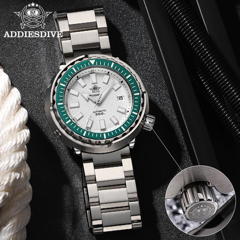 ADDIESDIVE Мужские Автоматические Часы NH35 Нержавеющая Сталь Водонепроницаемые Сапфировое Стекло Супер Светящиеся Роскошные 300M Дайверские Механические Часы