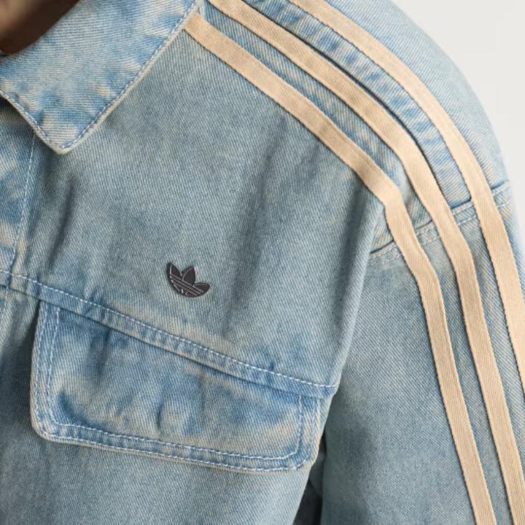 adidas Оригинальная базовая джинсовая рубашка с коротким рукавом, модная, простая, трендовая, универсальная, женский топ JY2871
