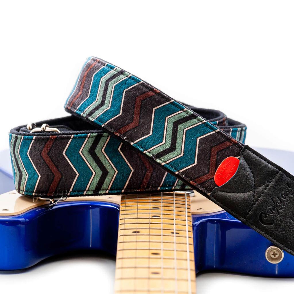 Straps 5cm ZIGGY BLUE RightOn! Guitar/Bass Strap, Wide, 80-145cm,