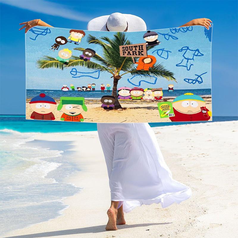 Cartoon Park South Print Beach Towel, Large Soft Quick Dry Towel for Beach Camping Swimming