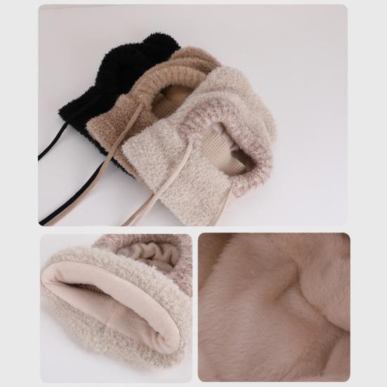 Детская шапка плюшевая с ушками медведя, теплая, ветрозащитная, зимняя, с защитой лица и функцией шейного платка, вертикальный головной убор