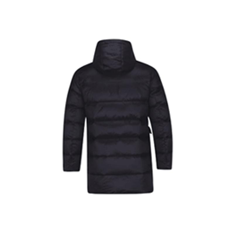 Li Ning Теплая пуховая куртка с капюшоном и принтом букв, свободного кроя на молнии, унисекс, верхняя одежда, черная AYMQ107-3