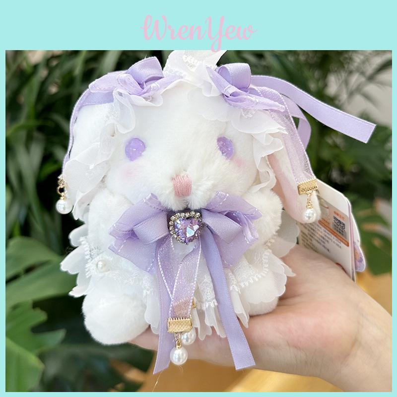 Lovely Lolita Bunny Plush Toy Stuffed Animal Soft Short Fur Girl Gift Hanging Decoration