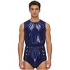 Men’s One-Piece Swim Bodysuit S-3XL Waterproof Sleeveless Back Zipper Open Crotch Button Closure Elastic Waist for Club